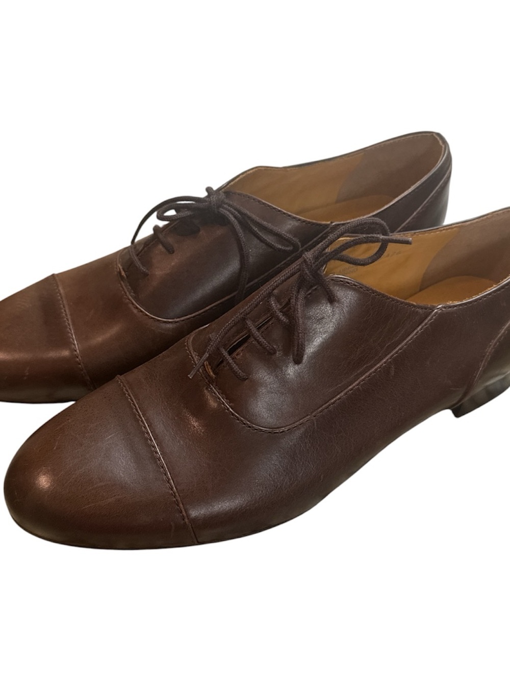 J. Crew Dark Brown Leather Cap-Toe Oxfords